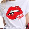 Футболки с принтом красных губ для женщин, модная клубная сексуальная футболка для губ, забавная летняя футболка с короткими рукавами, женская футболка