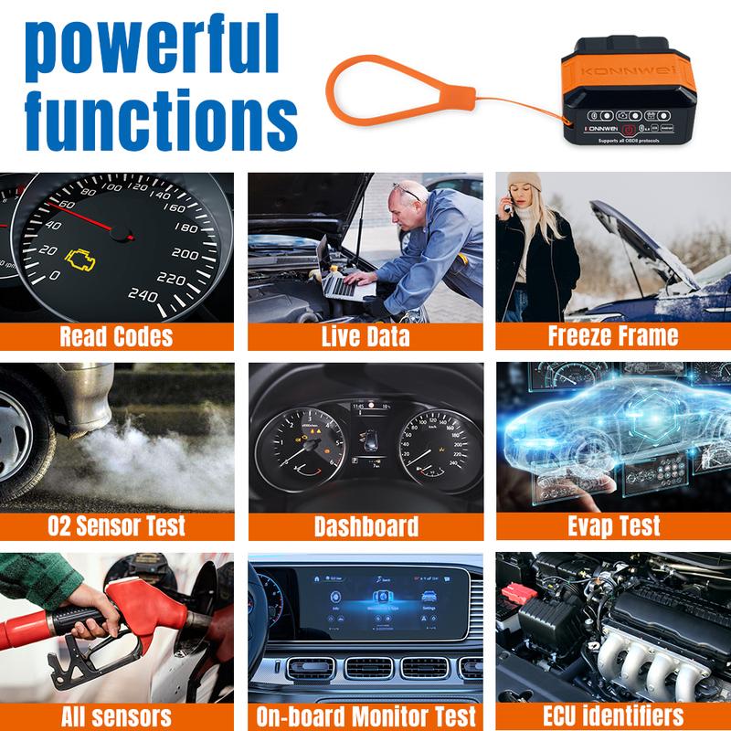 KONNWEI KW906 ELM327 V1.5 Pic18F25K80 OBD2 Сканеры Bluetooth 5.0 Для Android/IOS OBD 2 Автомобильный диагностический инструмент Считыватель кодов PK iCar2