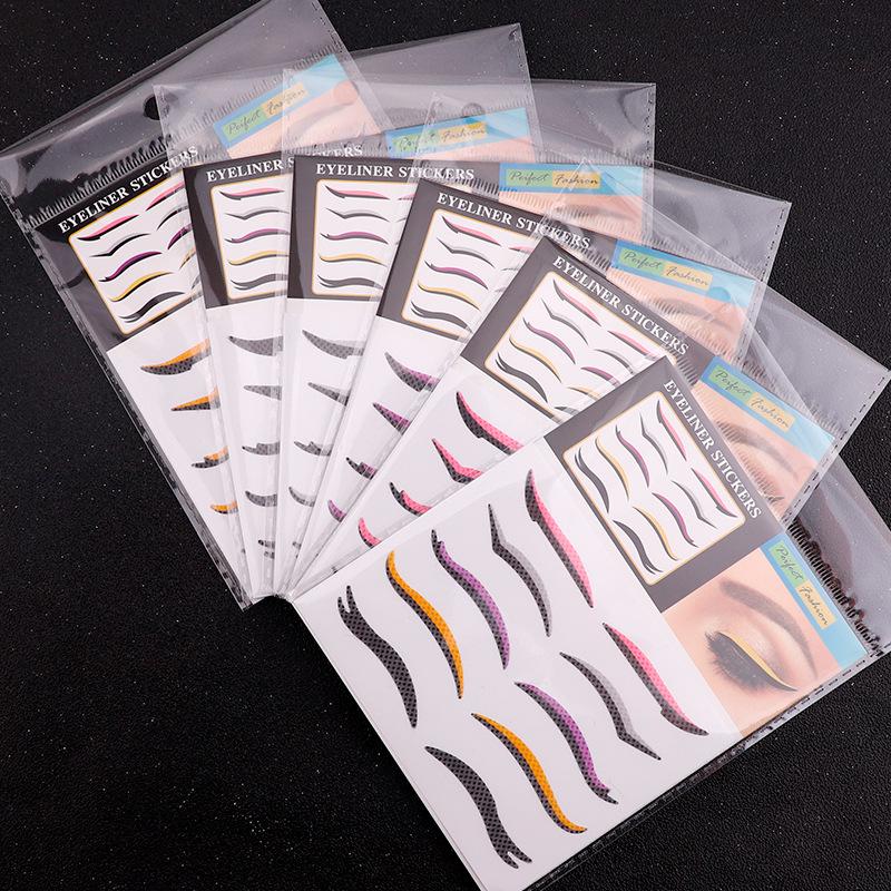 5 пар самоклеящихся наклеек для теней и двойных век для сценического, праздничного, клубного макияжа - Европейский и американский стиль с мерцающей подводкой для глаз