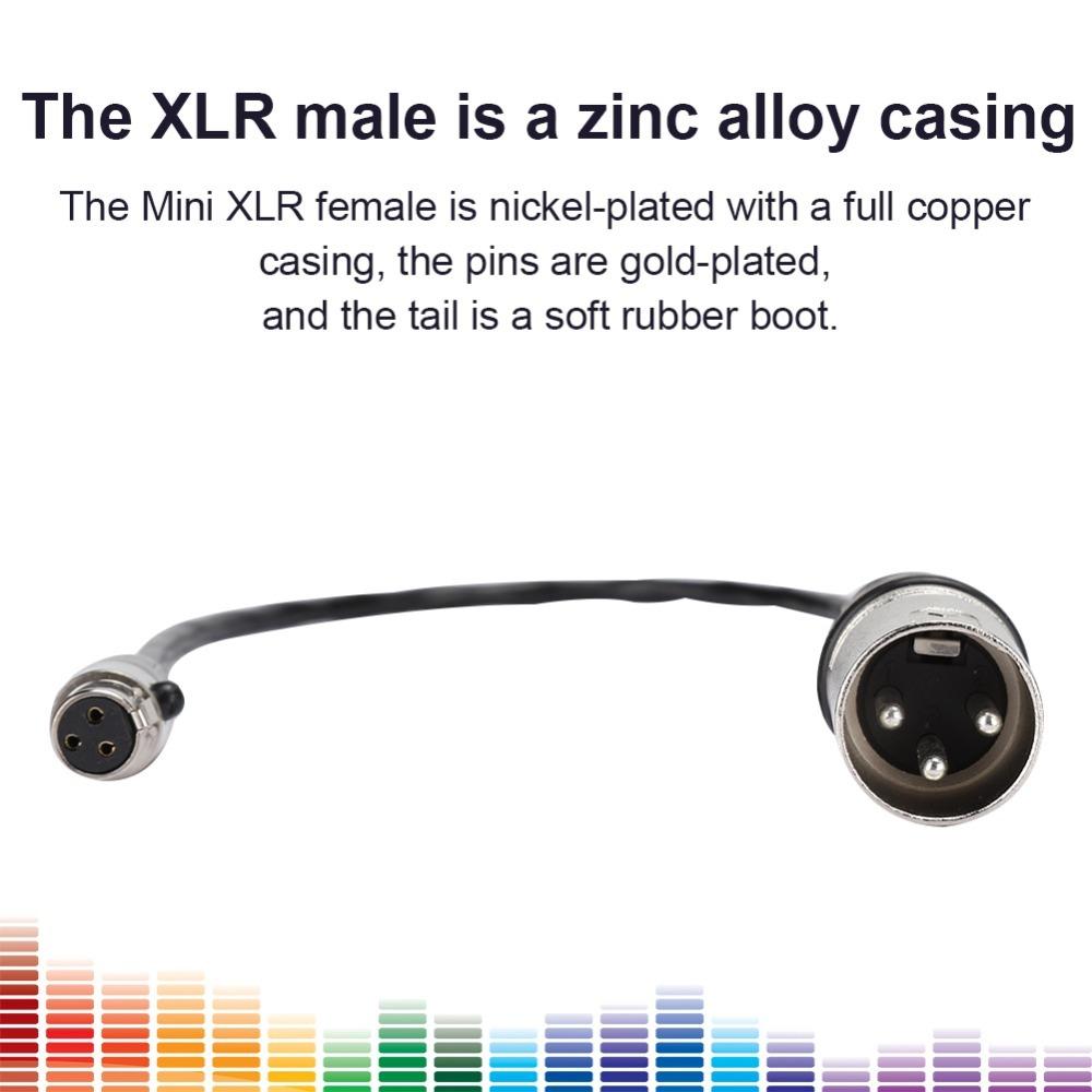 Full Copper Casing Mini XLR 3pin Female to XLR 3pin Male Cable Microphone Audio Cable Home
