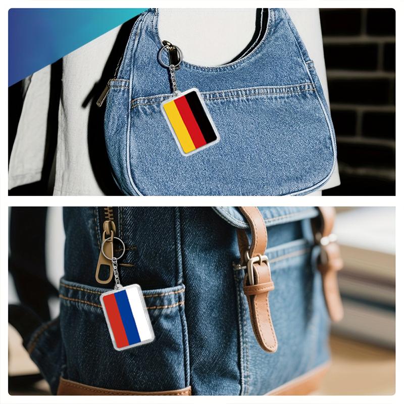 1PC Acrylic Fashion Key Holders Charm Keyring Gifts Car Decor Flag Key Chain Flag Key Chains Flags Bag Pendants
