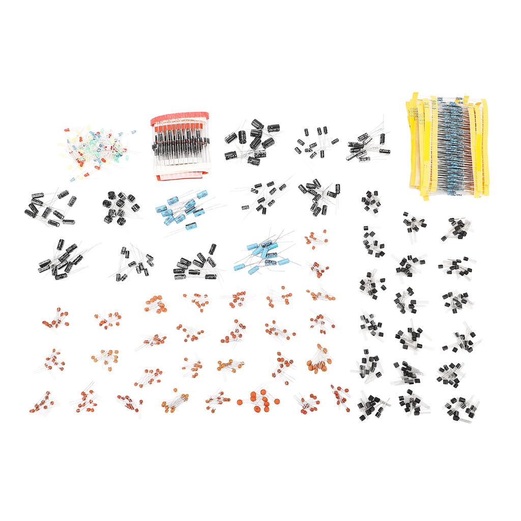 Набор 1400 шт. Электронные компоненты Металлопленочный резистор Керамический Электролитический конденсатор Транзистор