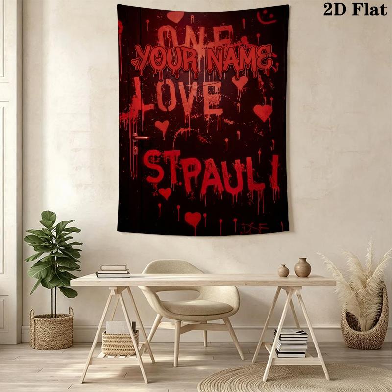 Custom Name St.Pauli Wall Tapestry Aesthetic Wall Hanging Printed Fabric Blanket Decorative Tapestries for Bedroom Living Room Home Decor