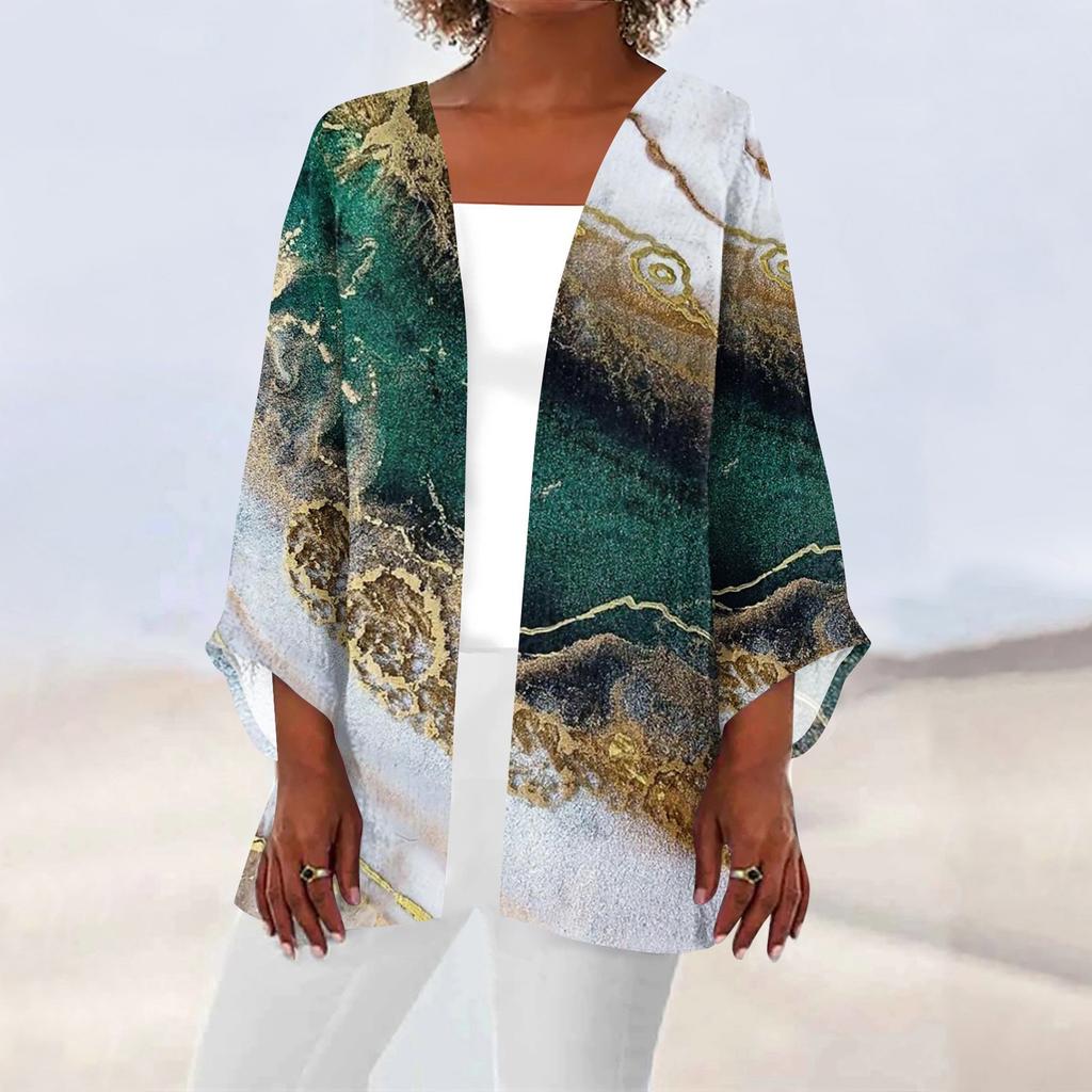 Женская повседневная модная легкая куртка средней длины с принтом в стиле ретро, ​​кардиган