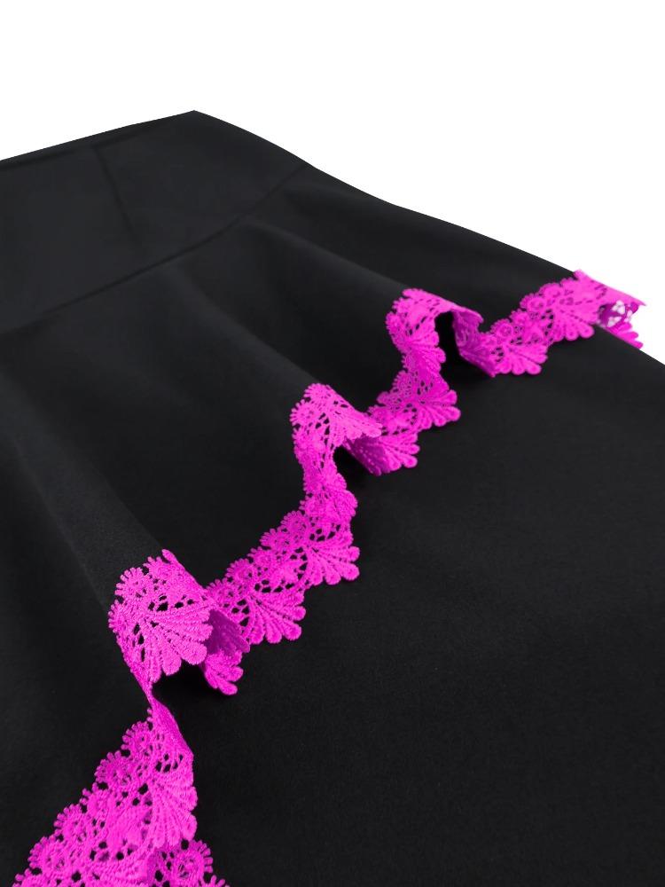 Элегантная женская длинная юбка с асимметричным краем из кружева, колор-блок, с высокой талией, с разрезом сбоку, А-силуэта, модный вечерний наряд для рождественской вечеринки, коктейля