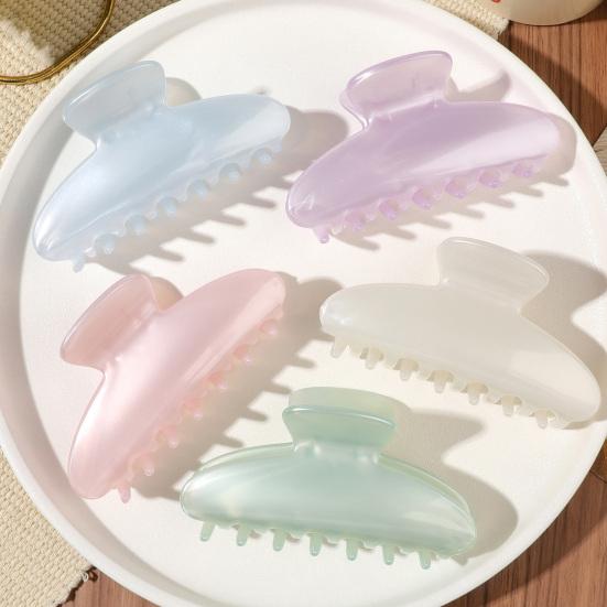 Hair Claw for Women, Semi-Transparent Pearlescent Tones Hair Clip, Large Size Back Head Hair Claw for Thick Long Hair