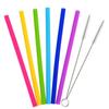 6 Pcs Straight Silicone Drinking Straws Kit 10 Inch Long Flexible Reusable Replacement Straws with 2 Cleaning Brush