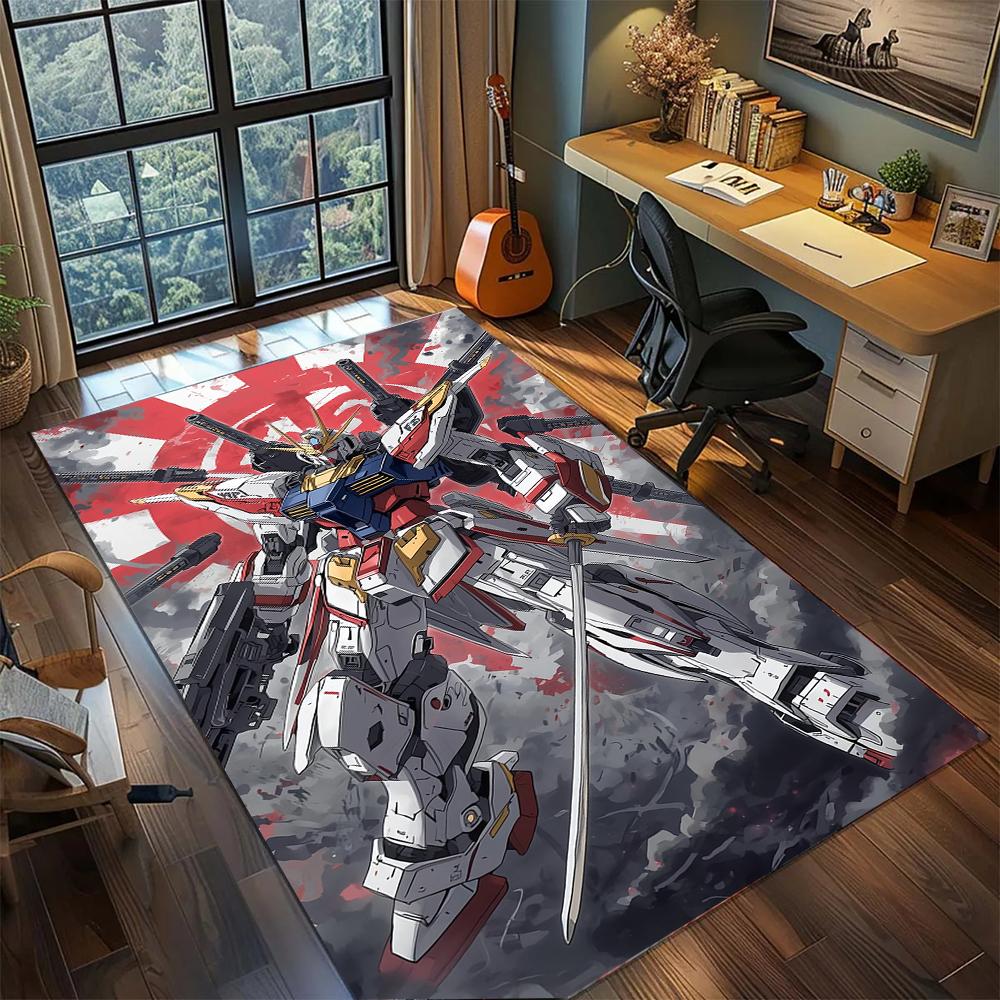 Vintage Gundam Manga Panel Monochrome Style Rug Carpet Large Area Rug Non Slip Washable Floor Mat Gamer Room Bedroom Home Decor