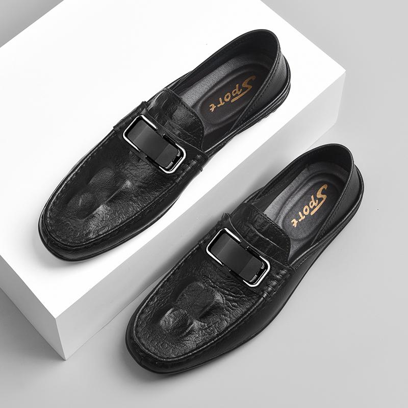 Туфли в британском стиле с крокодиловым узором, мужские туфли для банкета, массажные туфли на мягкой подошве, мужские мокасины на плоской подошве, универсальные