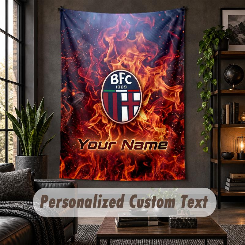 Wall Tapestry Bologna FC Print Custom Name Text Wall Hanging Home Decor