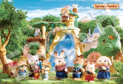Epoch Пазл из 300 деталей Sylvanian Families Большой водопад в тайном лесу x с клеем и шпателем с купоном для подсчета очков EPOCH (26 38см) 28-111с