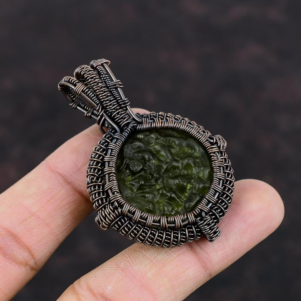 Moldavite Pendant Copper Wire Wrapped Pendants Gemstone Pendant Copper Jewelry Handmade Pendant Moldavite Jewelry Gift For Her Women Pendant
