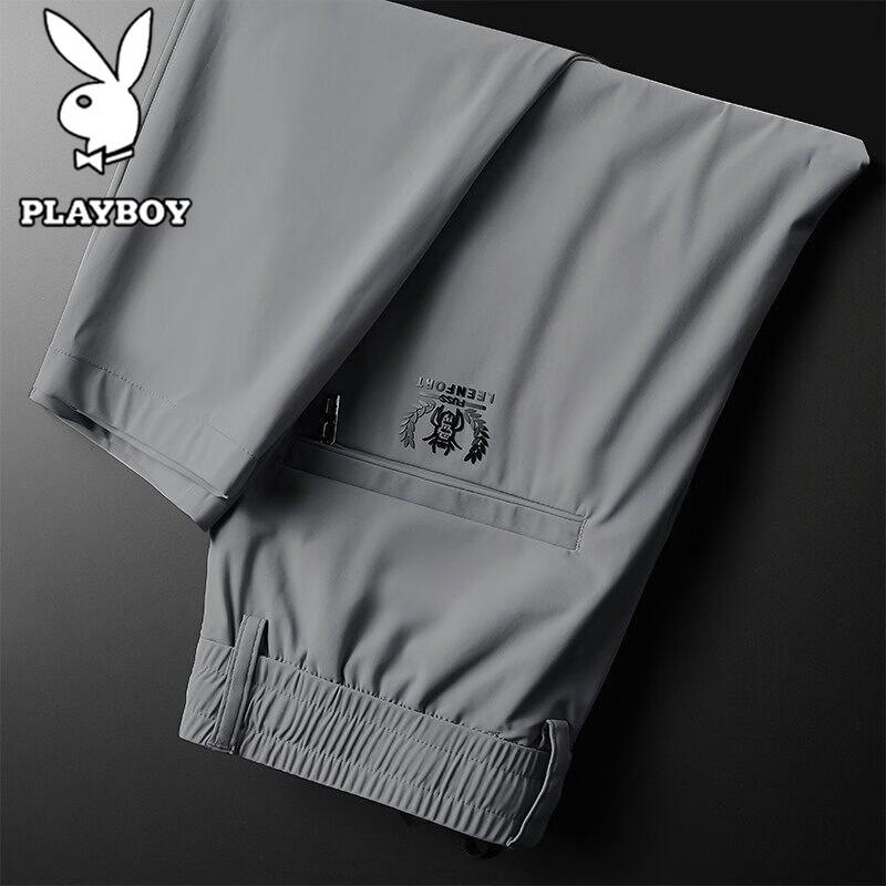 PLAYBOY Мужские летние быстросохнущие повседневные брюки из ледяного шелка