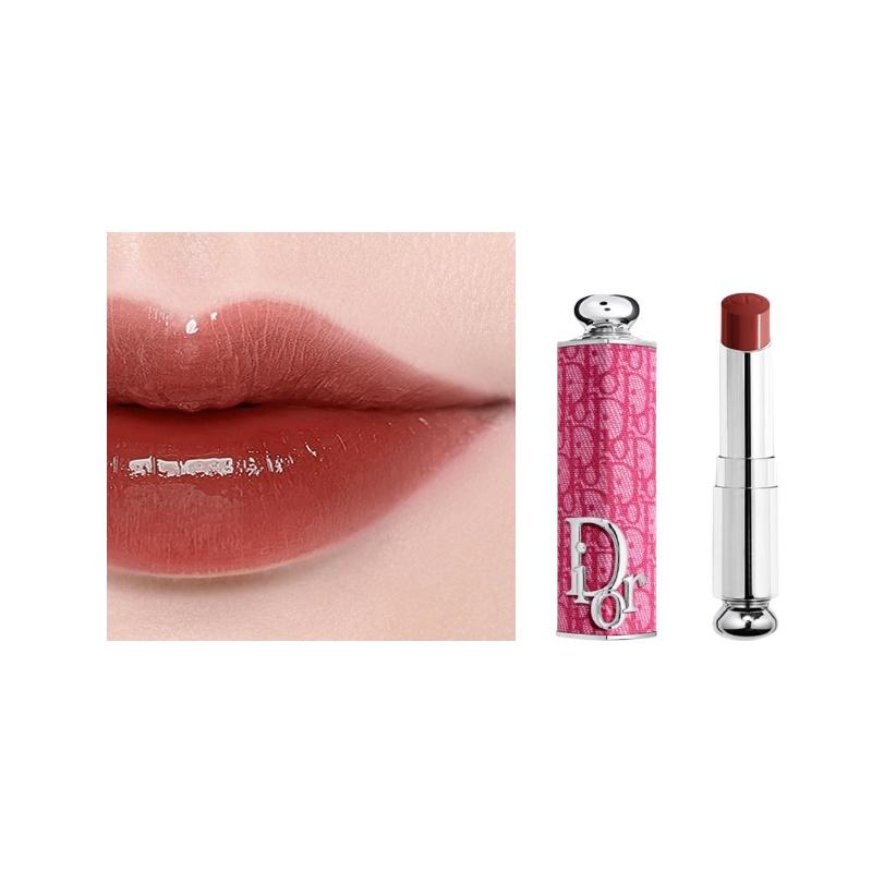 Dior Набор из двух помад: Классический розовый корпус для помады с принтом + очаровательный стержень для помады #720 ICONE идоловая красно-бобовая красно-коричневая