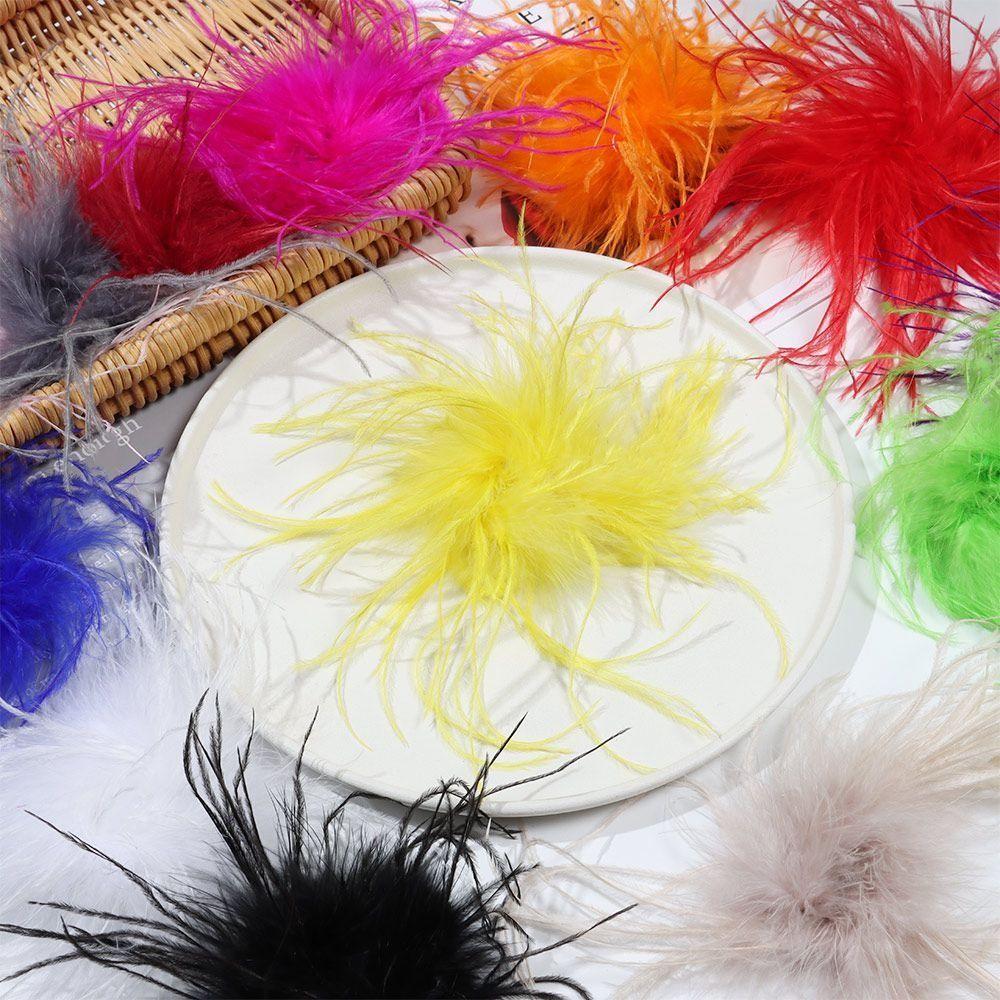Lightweight Ostrich Feather Brooch Anti-slip Sweater Coat Pin 2024 Dress Suit Corsage  for Women