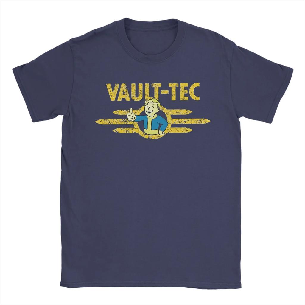 Fallout Vault-Tec Vault Boy Большой палец вверх Винтажная футболка Потертая Игровая атрибутика Черная Унисекс Женские и Мужские Футболки