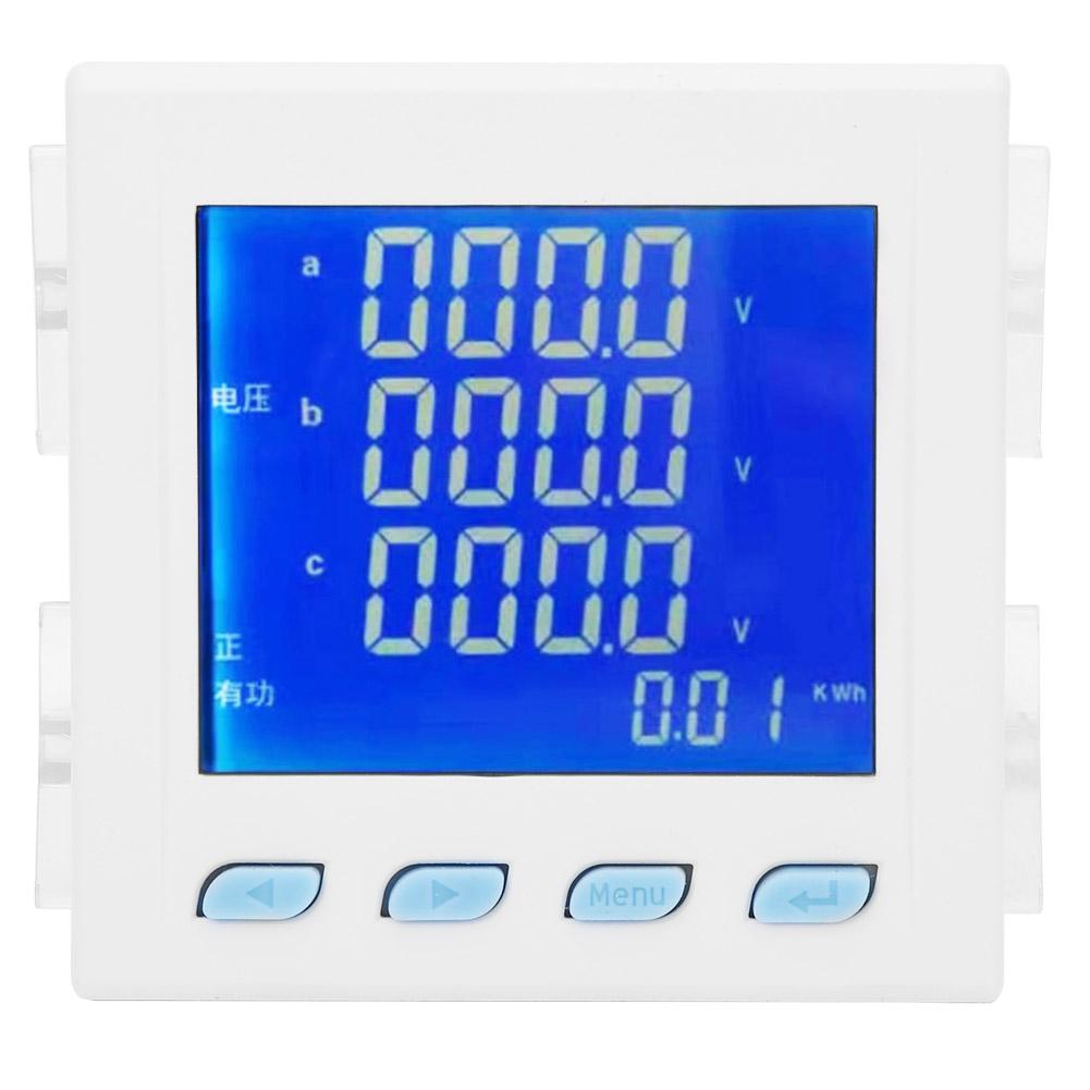 LT194E 9SY White Power Meter 3 Phase LCD Display Multi Function Voltage Current Meter