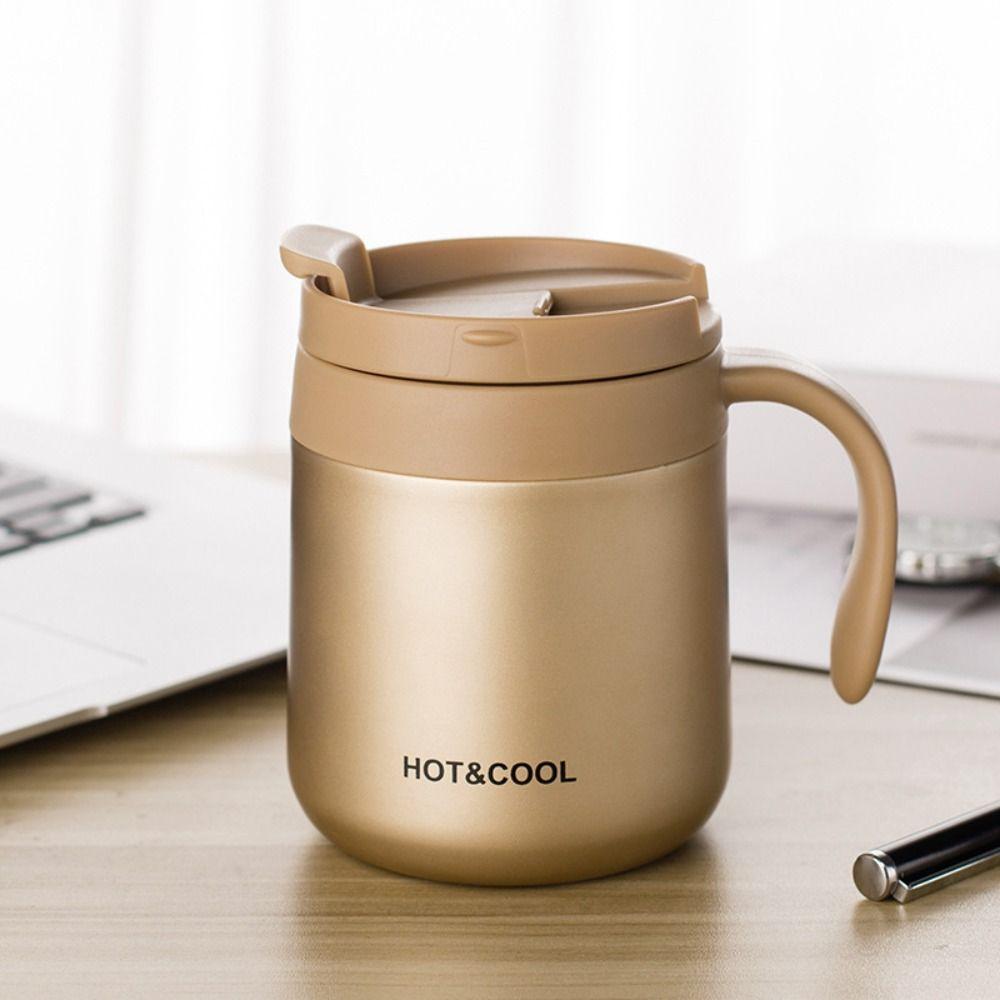 Stainless Steel Coffee Cup Solid-color Water Bottle Drinkware Insulated Cup  Hot Cold Drinks