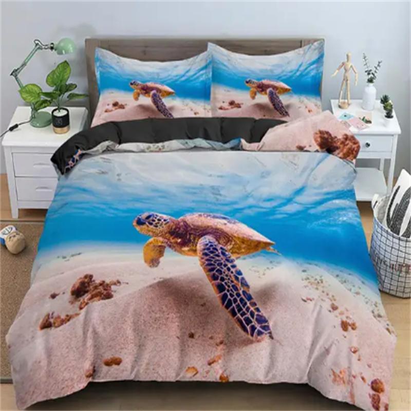 Горячие Постельные Комплекты с Черепахами Аниме Морские Черепахи HD Покрывало для Подростков Девочек Модный Полуторный Односпальный Двуспальный Кинг Полный Размер Пододеяльник