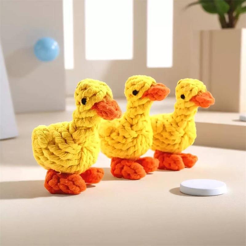 Handmade Knitted Cotton Rope Dog Toy Set Elephant Duck Lion Durable Chewproof For Puppies & Small Dogs Indoor Fetch Teething Toy
