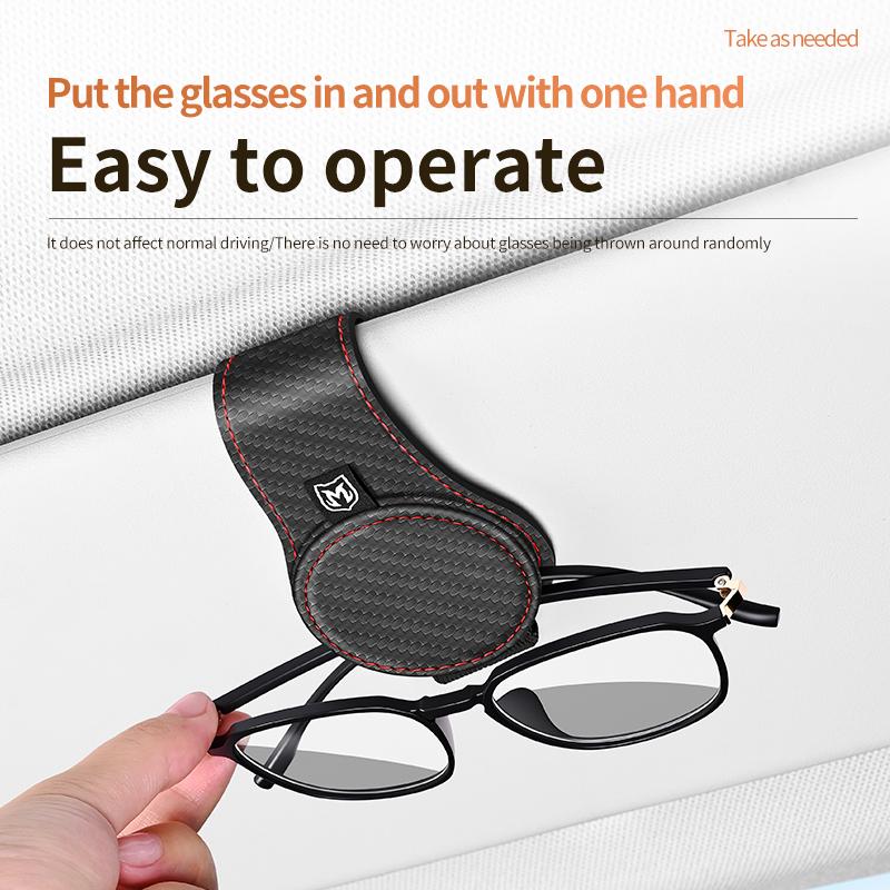 Magnetic Car Auto Sun Visor Eyeglass Hanger Clip Leather Glasses Holder Multi-Function Universal Automobile Accessories Storage