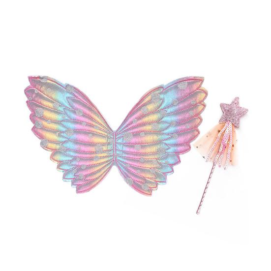 Butterfly Wing Props with Fairy Stick Realistic Patterns Colorful Fairy Wings Props Halloween Decoration