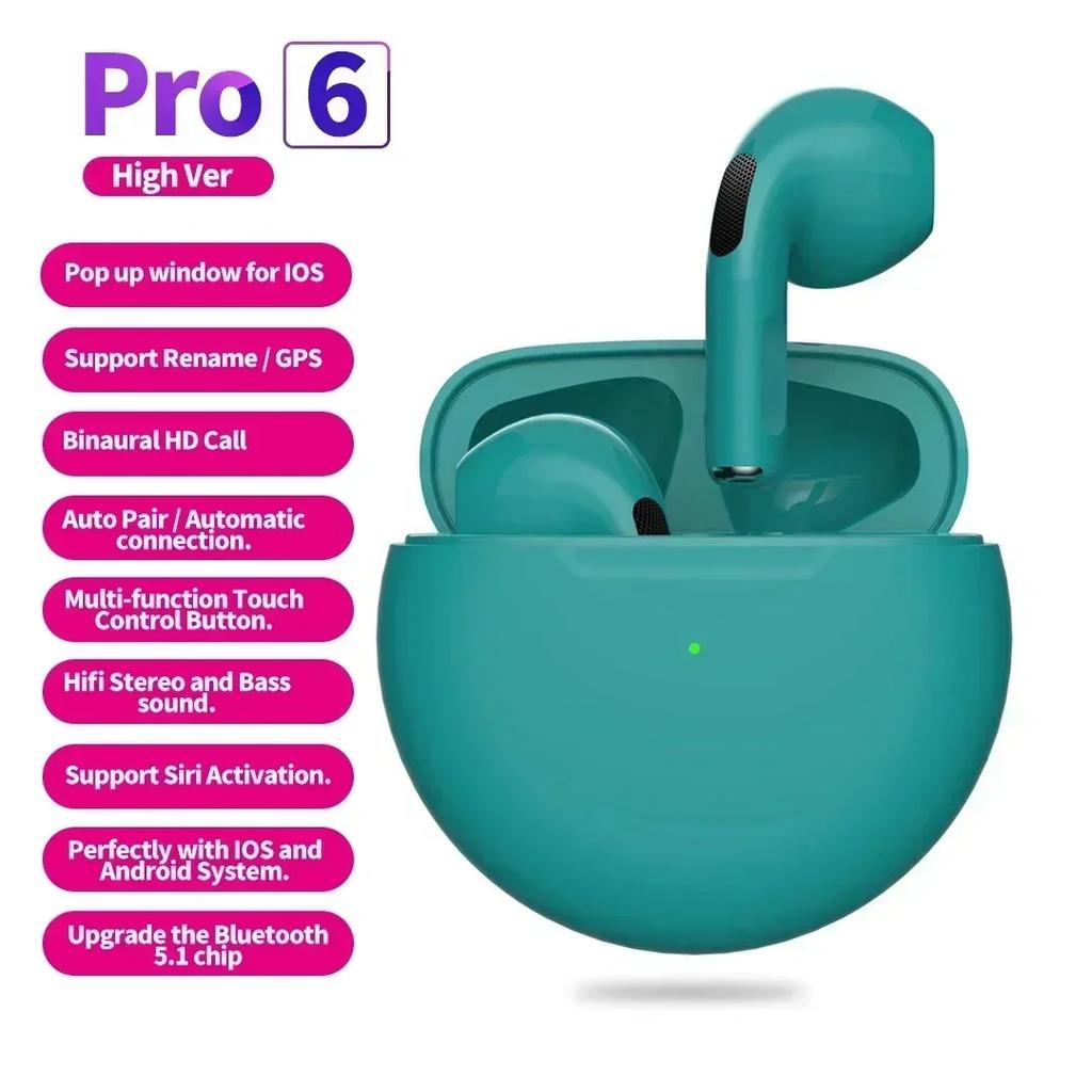 Беспроводные наушники Air Pro 6 TWS с микрофоном, Bluetooth-наушники, спортивная гарнитура для бега для Apple iPhone, наушники Xiaomi Pro6