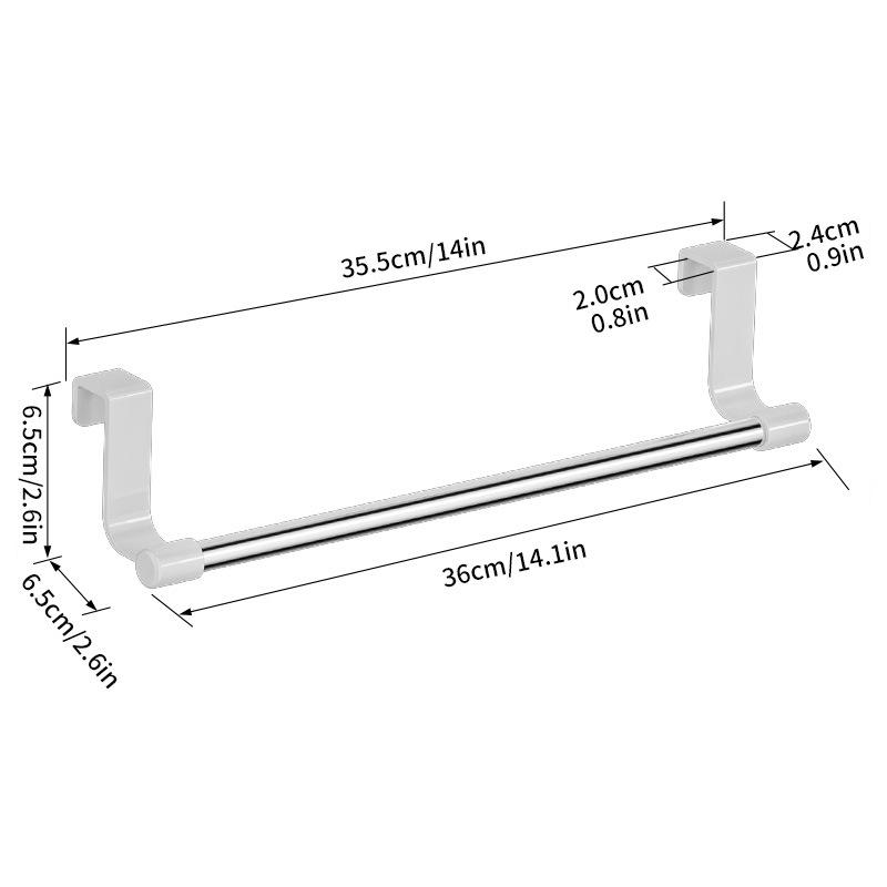 No Drill Hanging Towel Rack for Kitchen - Over Cabinet Door Storage Organizer for Dishcloth Gloves Sponge Holder