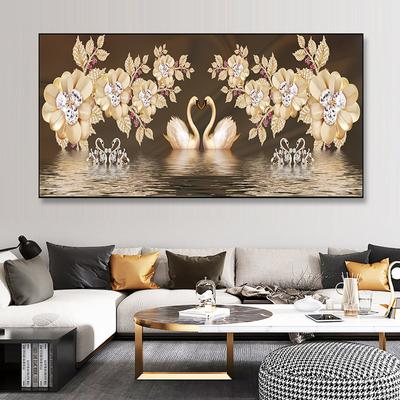 Современные бисерные цветы в форме сердца Лебеди Любовь Холст Картина Животные Настенные художественные постеры и принты Гостиная Спальня Домашний декор без рамки