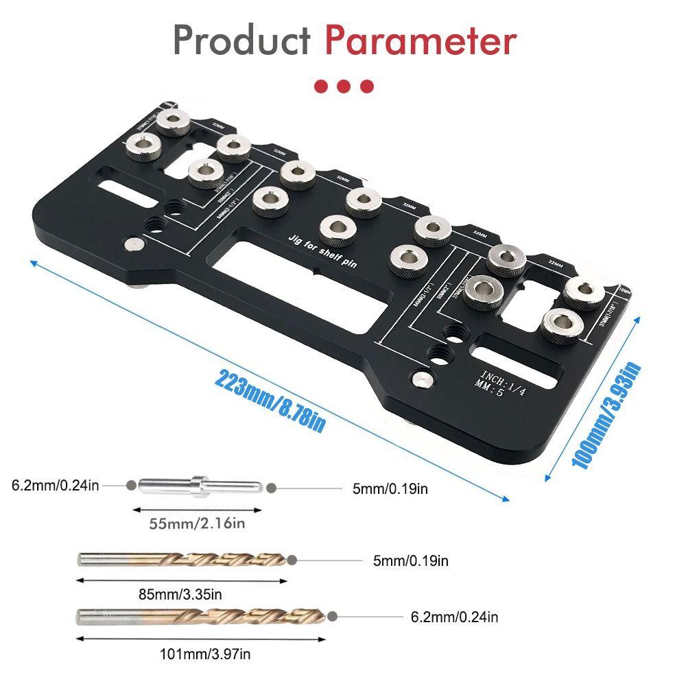 Aluminum Zinc Zinc Alloy Straight Hole Drilling Template Precision Shelf Pin Drilling Guide Jig  Furniture