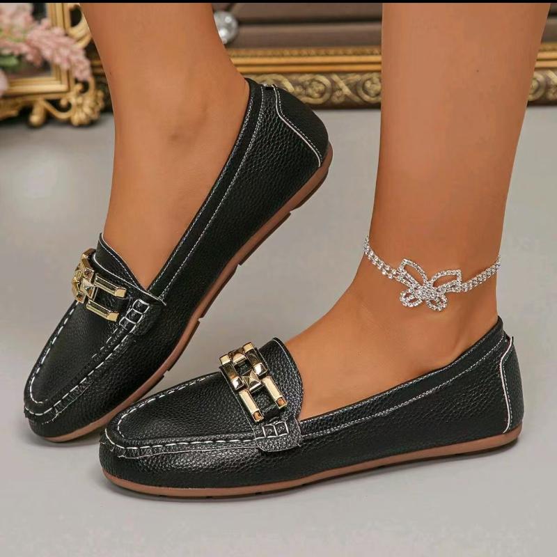 Fashionable Chain Decor Women Flat Loafers Casual Daily Slip-On Breathable Women Work Shoes Comfortable for Work Zapatos Mujer