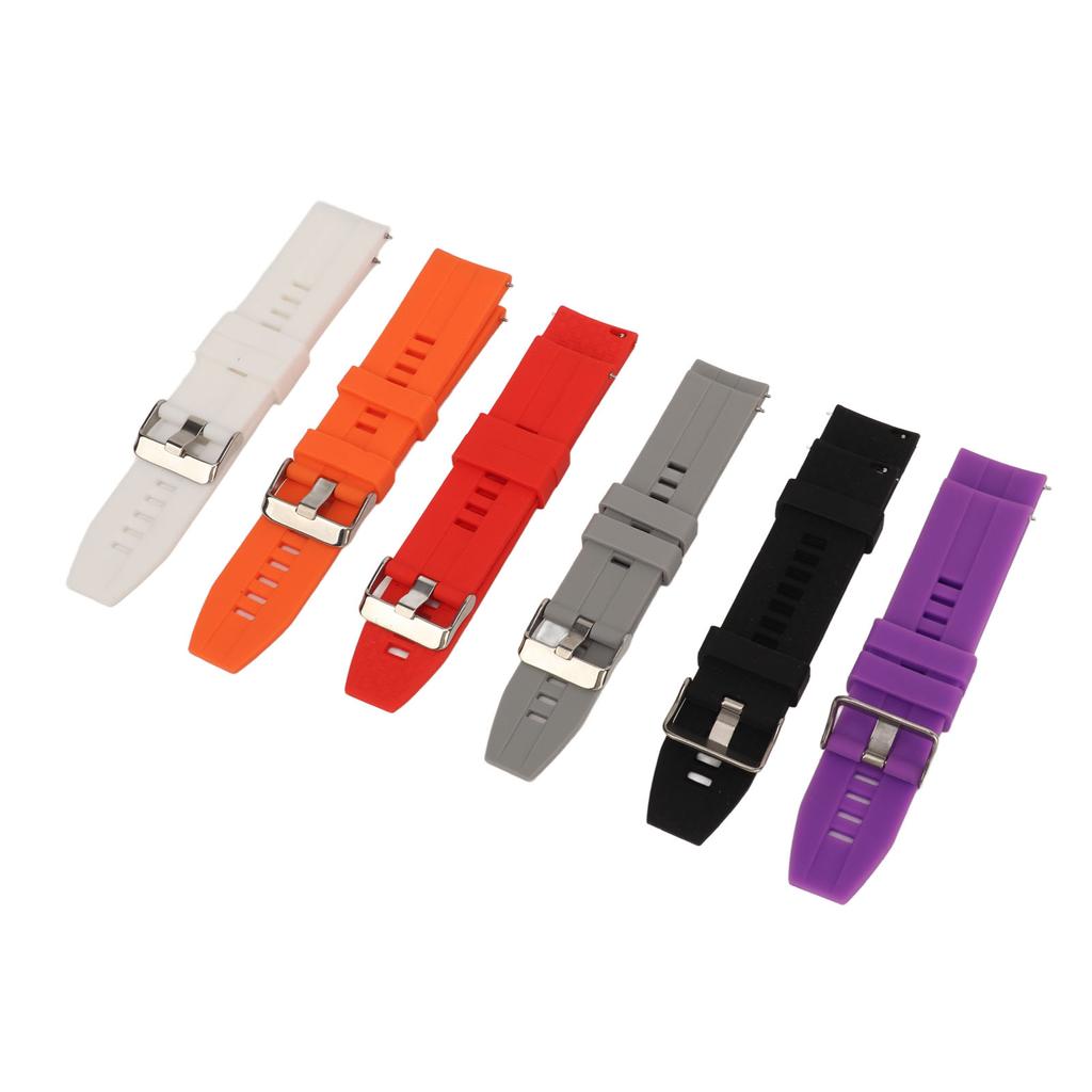 6PCS Smart Watch Bands for Men Women Silicone 22mm Quick Release Watch Replacement Straps for GT2 GT3 Black White Gray