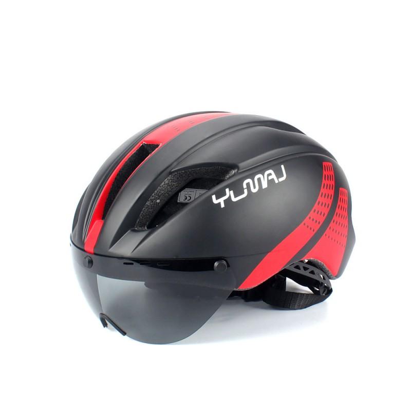 YUMAJ Aero Lightweight Cycling Helmet Road Bike Riding Half Shell Design CE CPSC Certified Black Red M/L