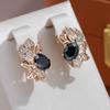 Vintage Leaf Oval Black Zircon Drop Earrings for Women Fashion Gothic Jewelry
