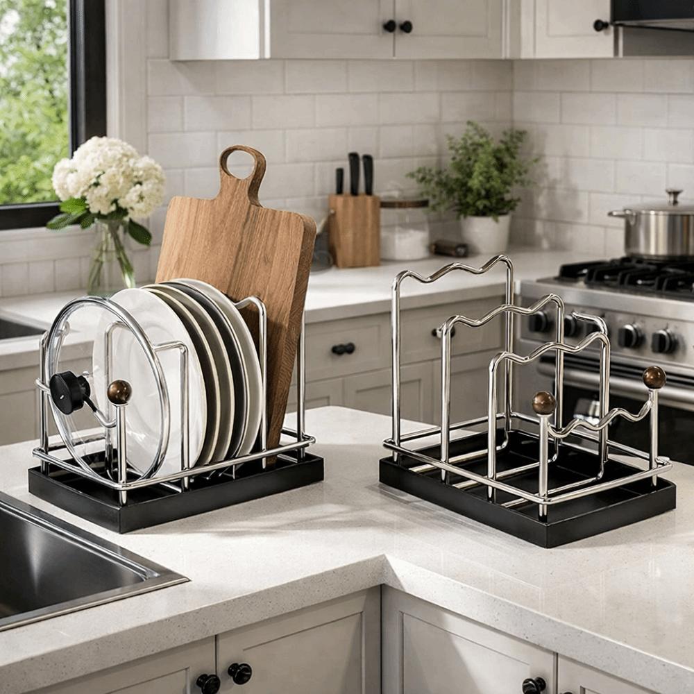 Multi Layer Pot Lid Storage Rack Vertical Cutting Board Holder Chopping Board Organizer  Plates