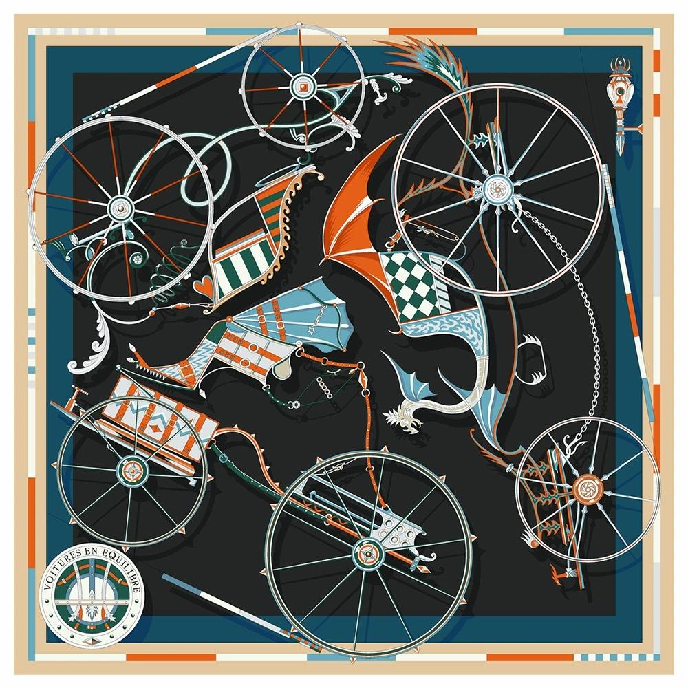 Four Season 90CM Square Scarf Fashion Colorful Royal Carriage Twill Scarf Shawl Hijabs Bandana Neckerchief For Ladies