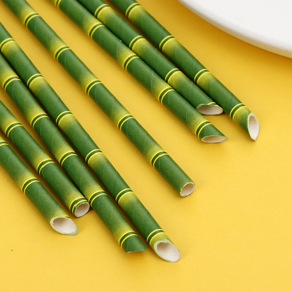 25pcs Eco-Friendly Decoration Cocktail Drink Drinking Tubes Bamboo Straws Party Supplies Paper Tubes