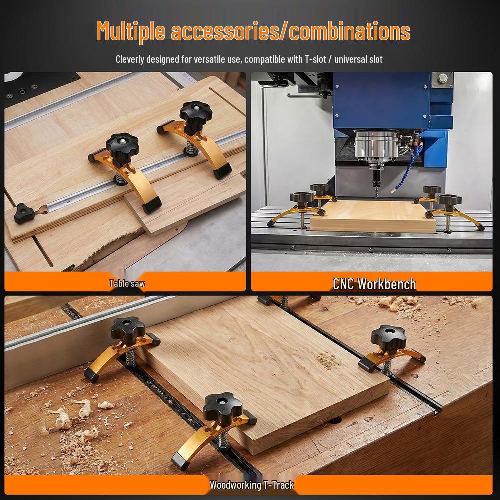 Aluminum Alloy CNC Woodworking Groove Clamp - Type 30/19 Guide Rail Desktop Positioning Clamp