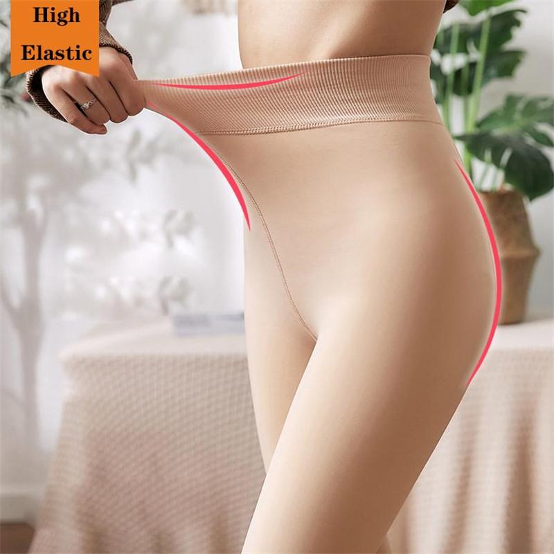 Plus Velvet Leggings With Socks Nessaj Women Warm Leggings Slim Winter Pencil Pants