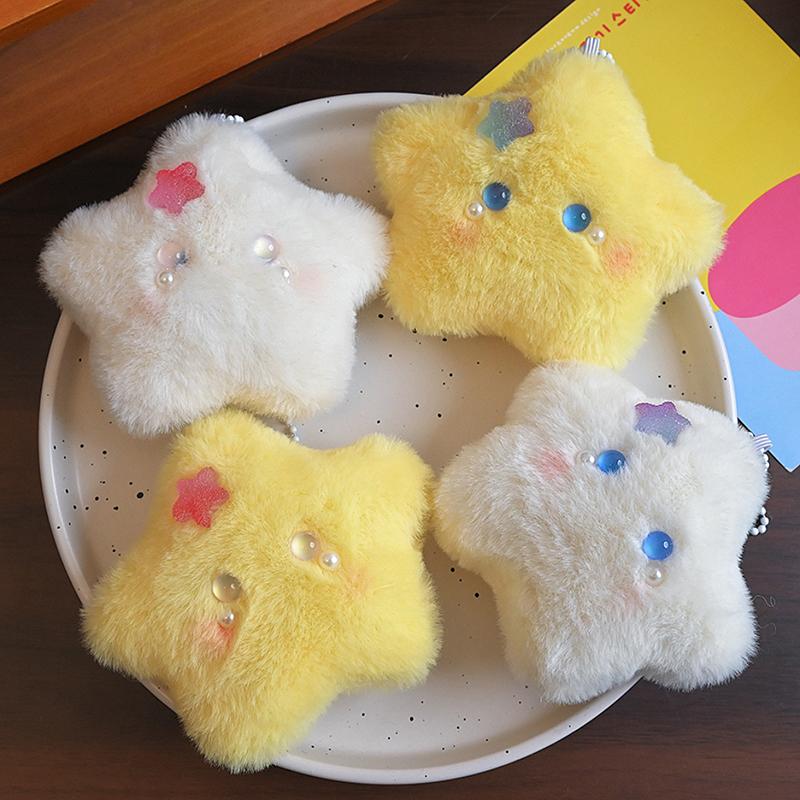 Cartoon Plush Star Squeak Keychain Pendant Cute Star Plush Figure Pendant Exquisite Backpack Decoration Accessories Gifts
