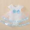Girl Dress Lovely Net Yarn Splicing O-neck Baby One-piece Romper Mesh Dress for Party