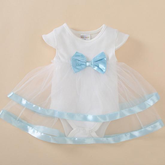 Girl Dress Lovely Net Yarn Splicing O-neck Baby One-piece Romper Mesh Dress for Party