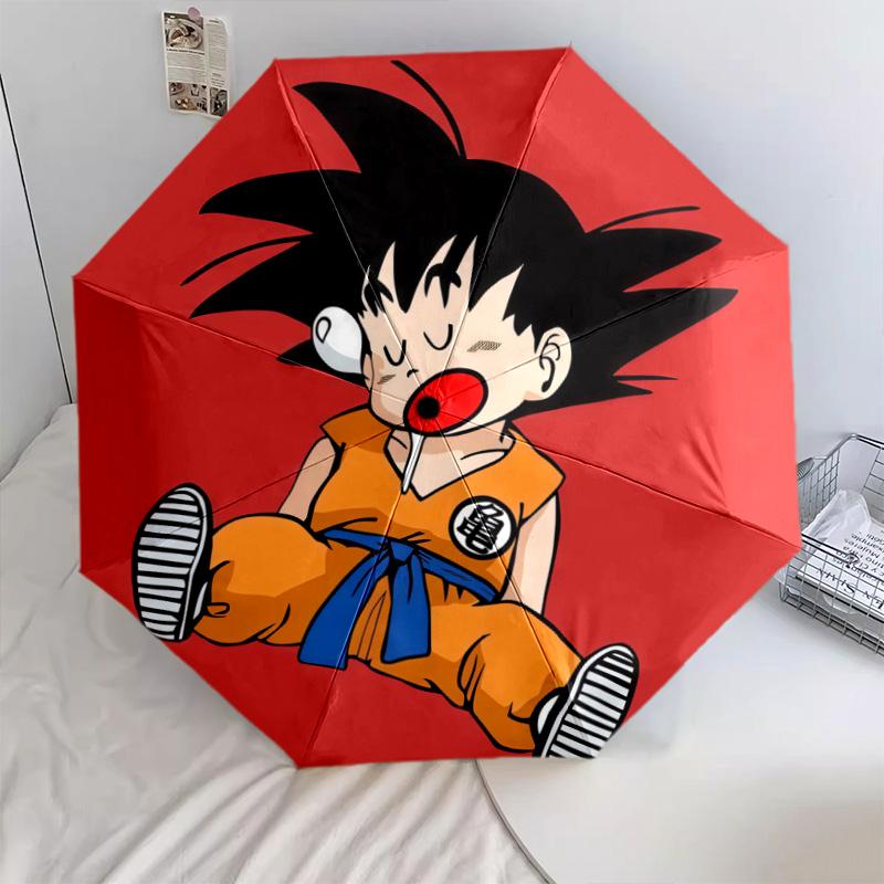 1 шт. Автоматический складной зонт - Милый мультяшный узор Son Goku, портативный складной дизайн, 8 спиц, рождественские и новогодние подарки