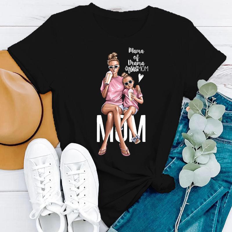 Простая женская одежда больших размеров с принтом на тему Дня матери, стильные женские футболки из чистого хлопка с круглым вырезом и короткими рукавами
