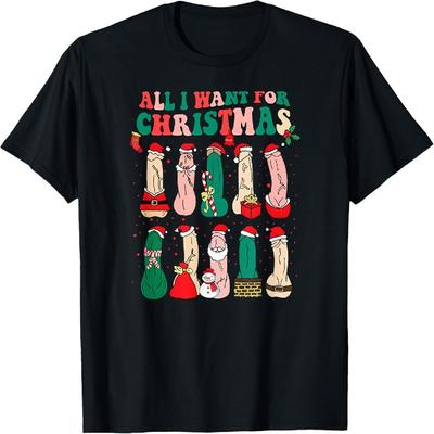 Все, что я хочу на Рождество, это D Merry Dickmas Грязная Рождественская Футболка