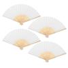 PRETYZOOM Folding Set of for Men and Dance Fan White Perfect for Respect for the Aged Birthday Sports and Summer 7-inch Fans, White, Plain, 4,