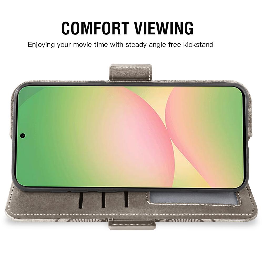 For Samsung Galaxy S24 FE Case Peony Imprinted  TPU PU Leather Wallet Phone Cover with Wrist Strap