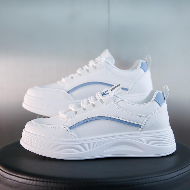 Новая женская обувь, корейская версия, весенние дышащие маленькие белые туфли с круглым носком, женская универсальная повседневная обувь для маффинов на толстой подошве