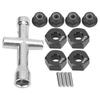 12mm Wheel Hex Hub Adapter 6mm Thick M4 Flange Lock Nuts Cross Wrench Set for 1 10 RC CarBlack