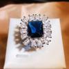 Silver Sparkling Blue/White Cubic Zirconia Rings For Women Wedding Engagement Party Noble Rings Anniversary Gift Jewelry